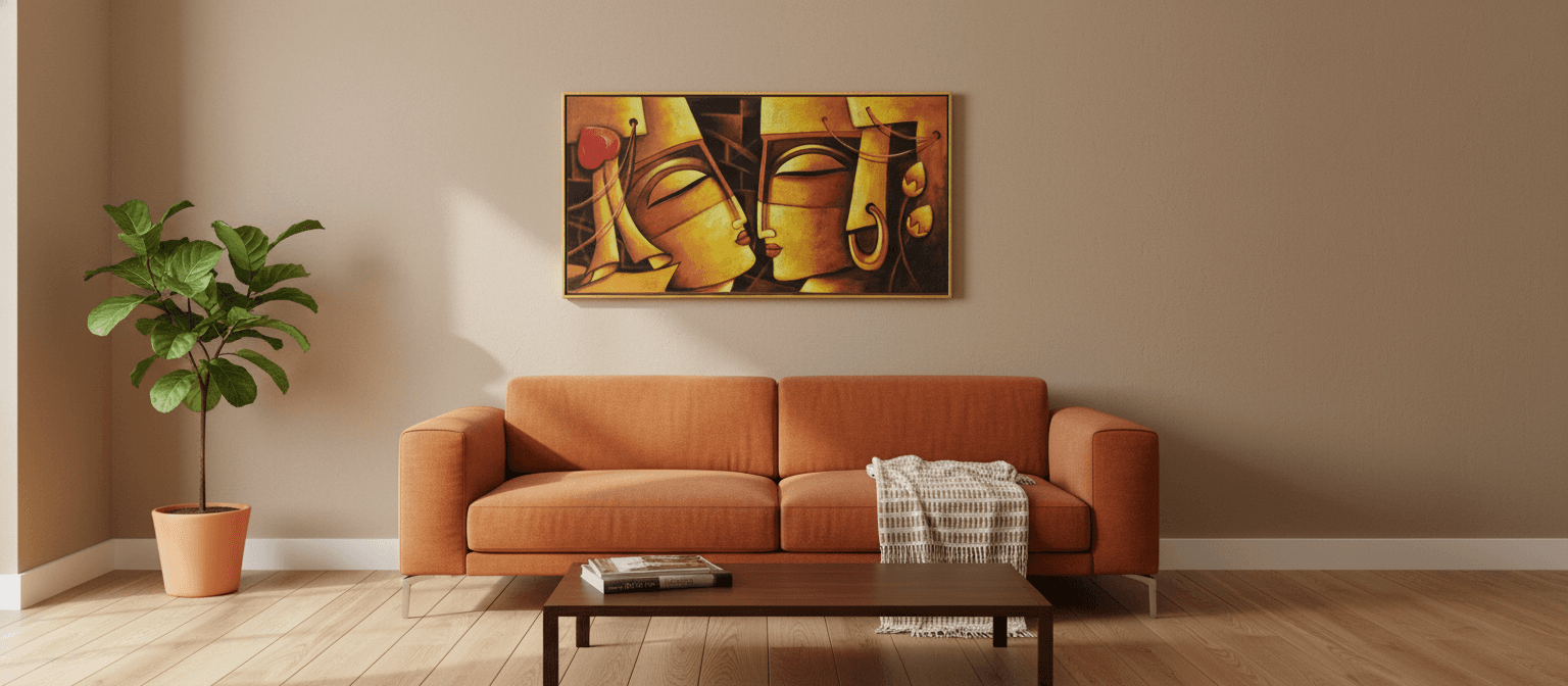 Abstract Lovers Embrace Canvas