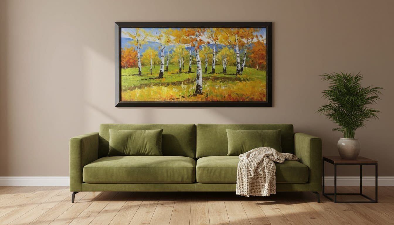 Autumn Birch Forest Painting
