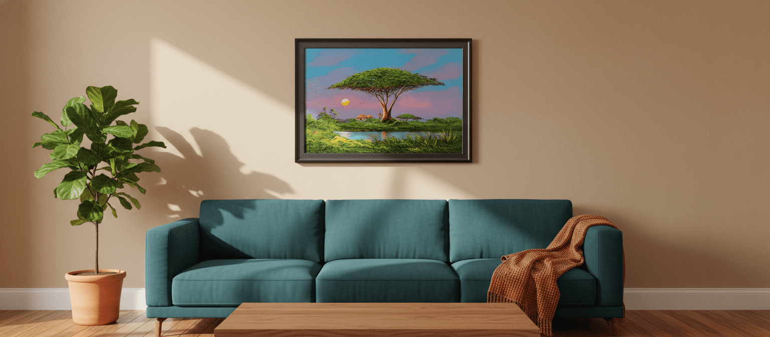 African Sunset Landscape Art