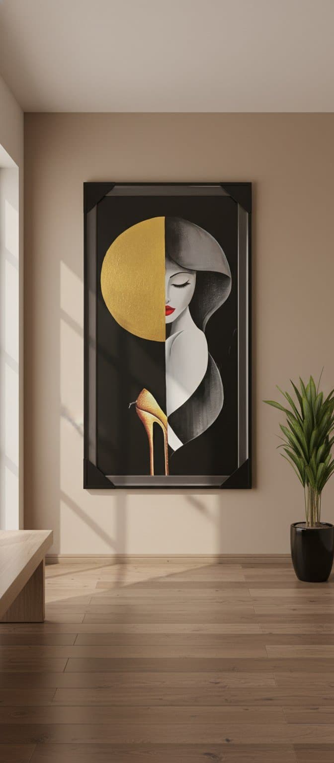 Golden Lady Silhouette Art